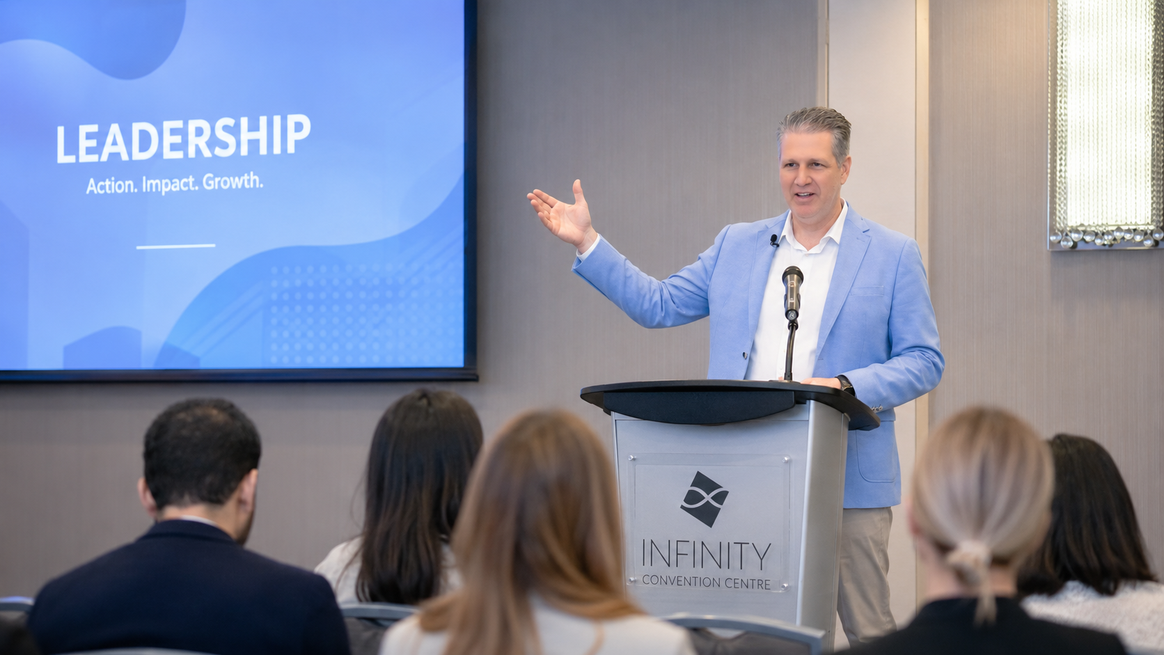 Joey Perugino lors d'une conférence sur le leadership de projet